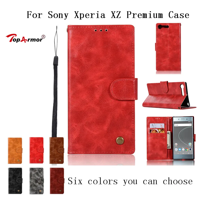 Toparmor высокого класса Ретро Чехол Для Sony Xperia XZ/XZS искусственная кожа флип стент В