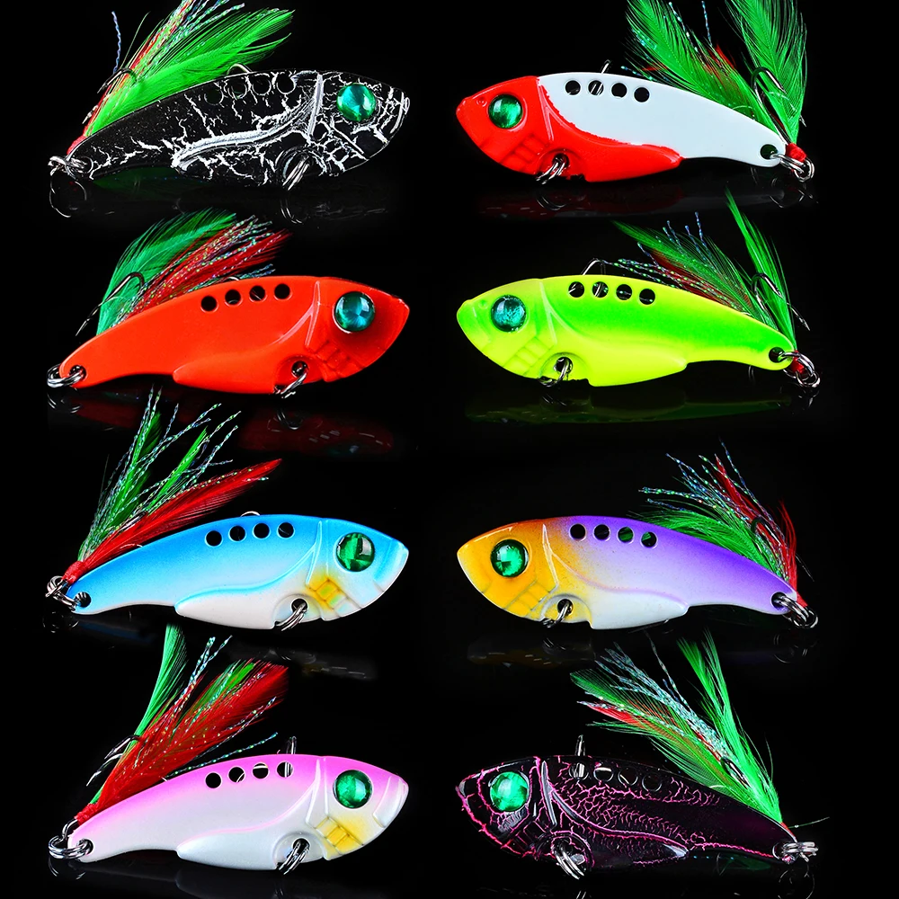 

1pc Fishing Bait High Quality 5.5cm/11g Spoon Lures 8 Color Fishing Lures with 6# Green Feather Hook Fishing Tackle