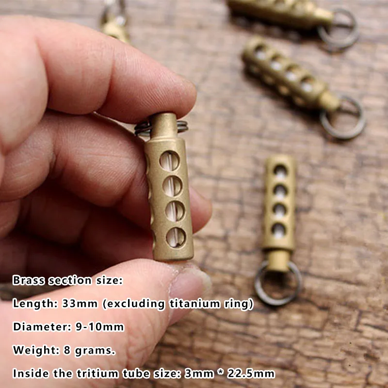 

1PC Brass Tritium Gas Tube Lamp Self-luminousEDC Fluorescent Key Ring Pendant Signal Light EDC Tools Accessories Equipment