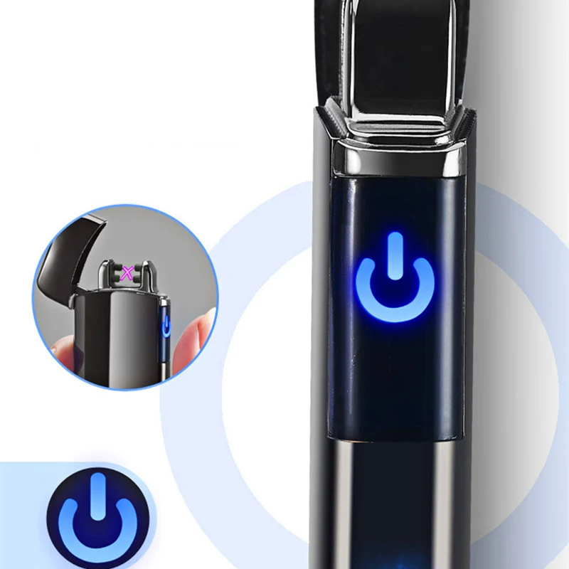 Умный сенсорный экран Двойная дуговая Зажигалка USB зарядка ветрозащитная