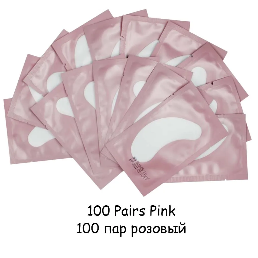 100pairs Pink Накладки на глаза для наращивания ресниц, 50/100 пар, наклейки для ресниц под накладками, нетканые накладки для макияжа, строительные ресницы - Цвет: 100pairs Pink