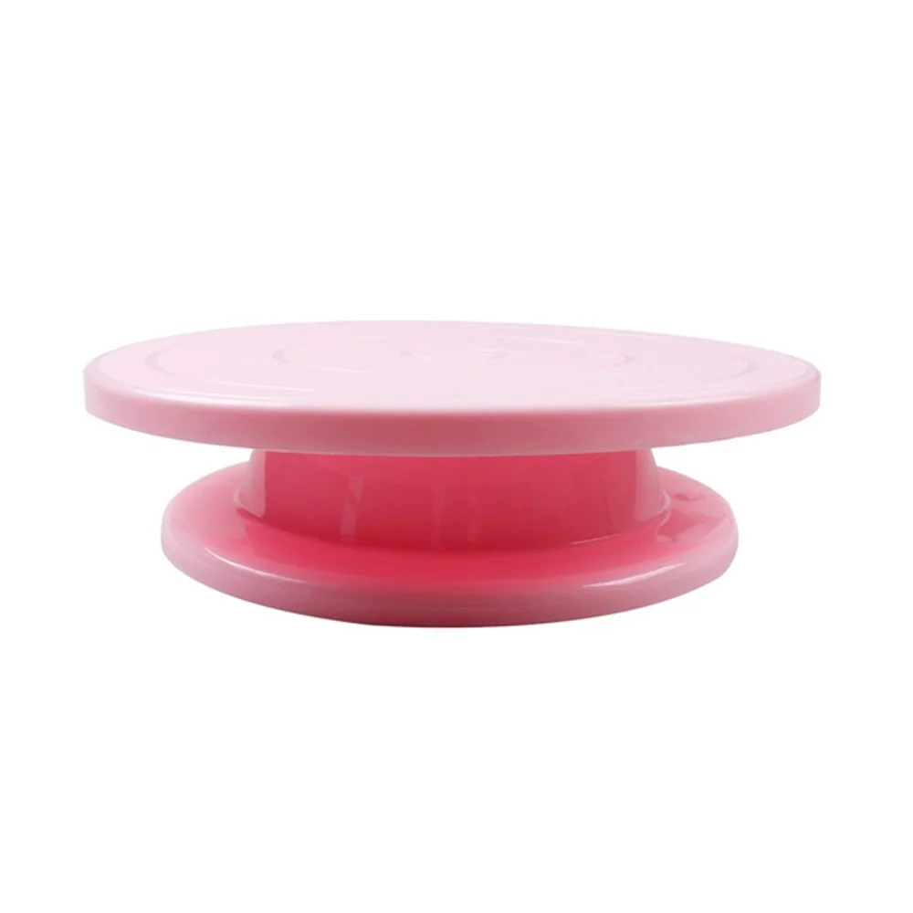 Pink Вращающаяся подставка для торта поворотная пластина 10 дюймов пластик прочные многоцветные аксессуары и часть кухонная посуда прочный поворотный стол - Color: Pink