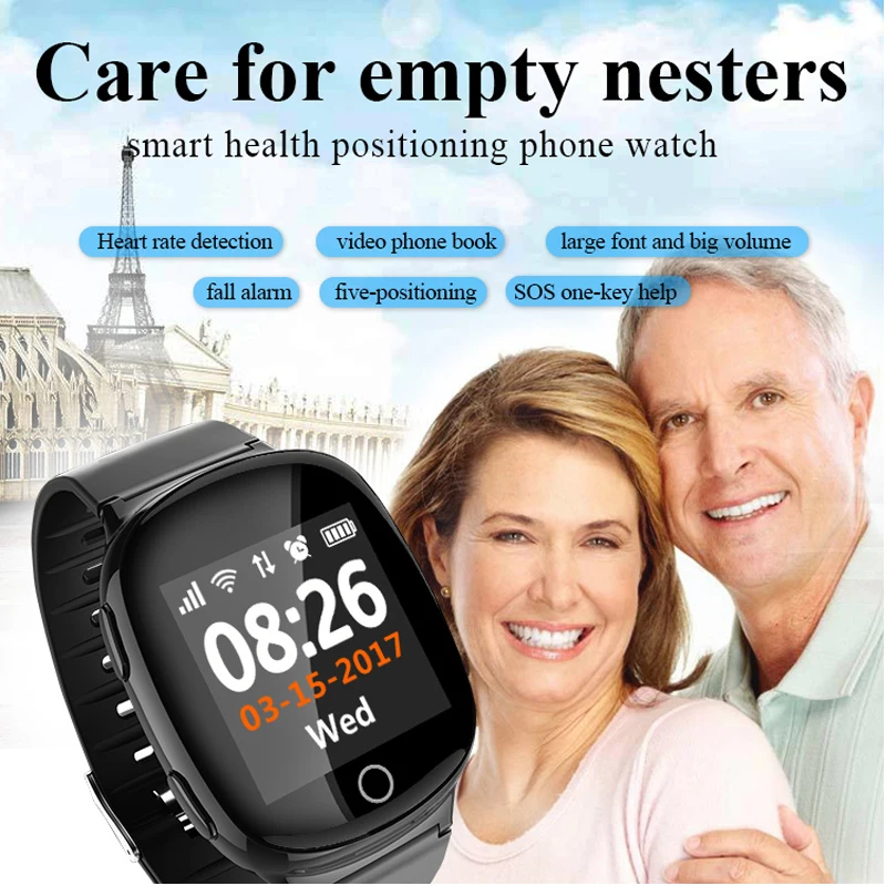 Смарт часы EAGOOD для пожилых людей с sim картой функцией звонка GPS + LBS Wifi