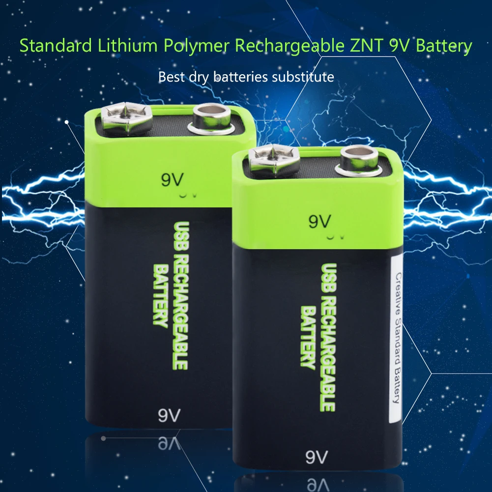 2 шт. 9 в 600 мАч аккумуляторная батарея ZNT USB зарядка литий ионные полимерные Lipo