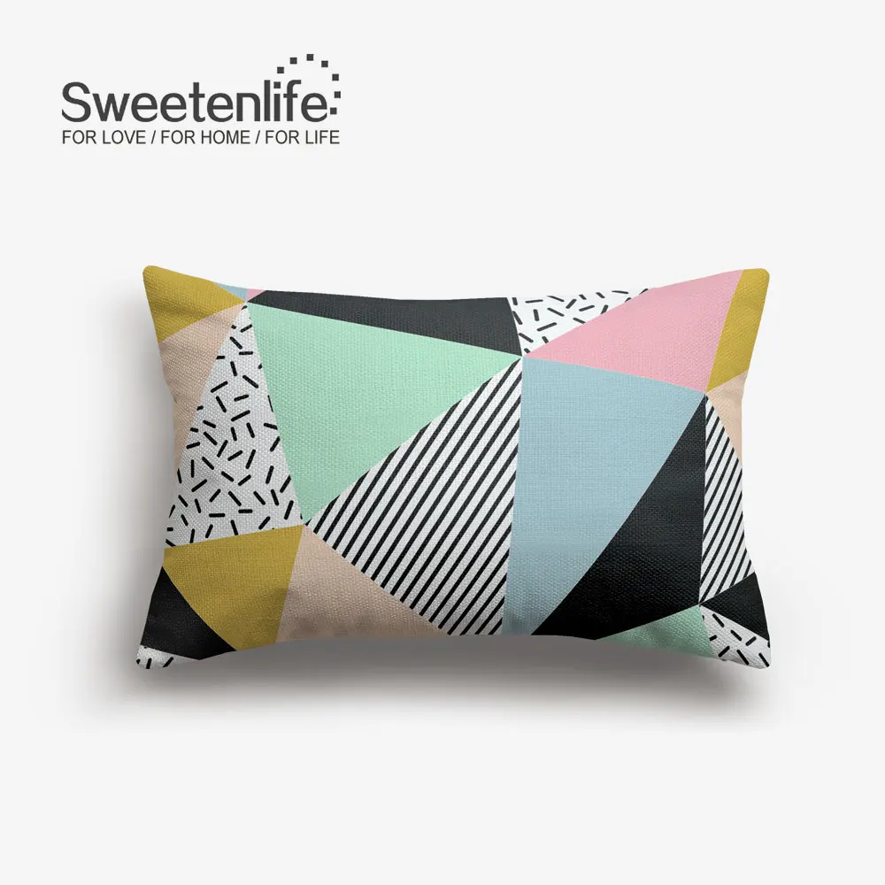 Sweetenlife 45x45 см наволочка для подушки креативные геометрические декоративные подушки высокое качество белая льняная ткань Подушка для стула