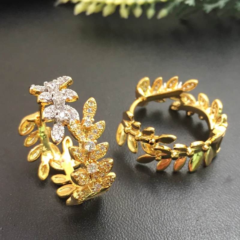 Lanyika Fashion Jewelry Fresh Graceful leaf gold ingot Micro Plated Party Earrings Anniversary Romantic Bridal Daily Best Gift | Украшения