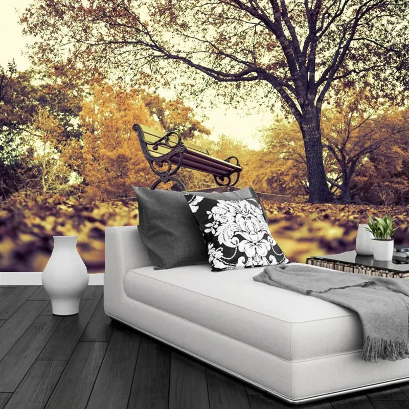 3D фрески на заказ парки Осенние скамьи деревья природные обои для отеля