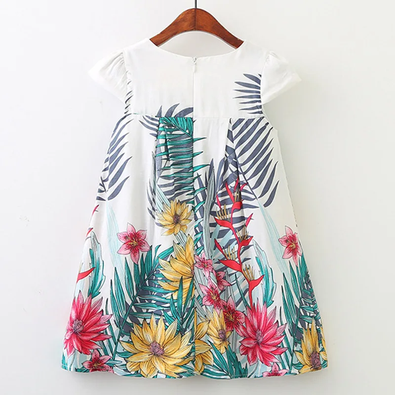 MCAGTZ Girls Dresses 2019 New Fashion Princess Clohting Lush Leaves Flower Pattern Sleeveless For 3-8 Years | Детская одежда и