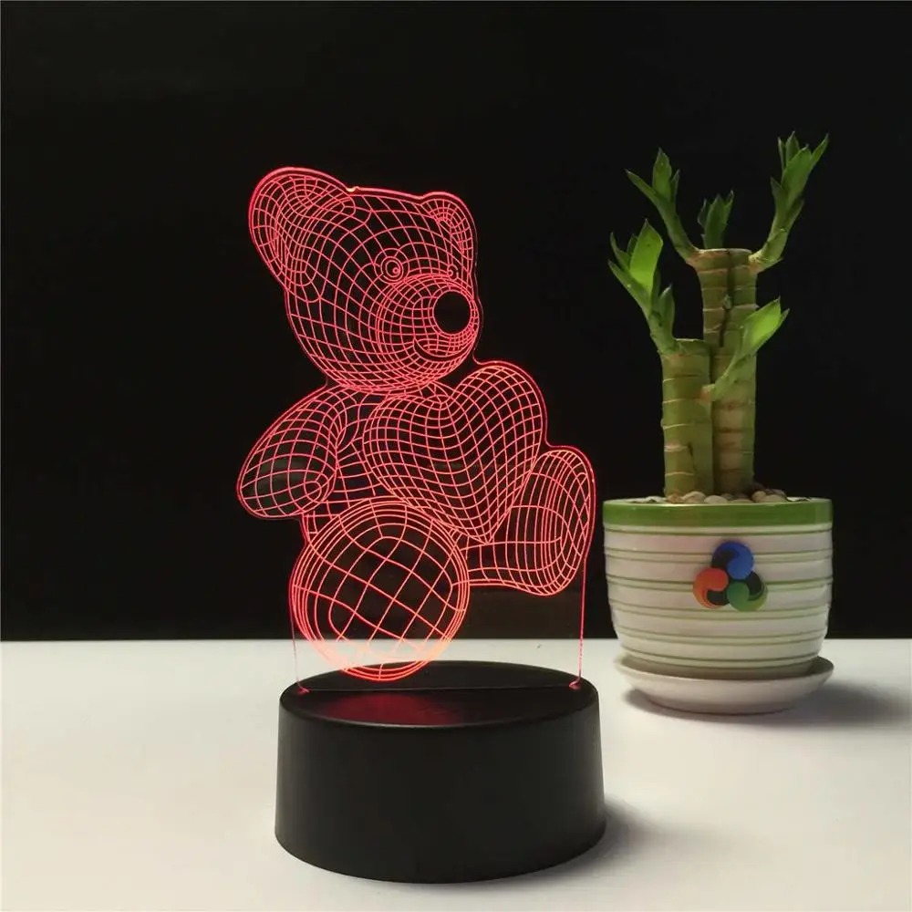 g Новинка, подарок, любовь, сердце, пары, 3D лампа, ночник, светильник для детей, светодиодный, иллюзия, атмосфера, светильник для сна, сенсорный, меняющий цвета - Испускаемый цвет: g