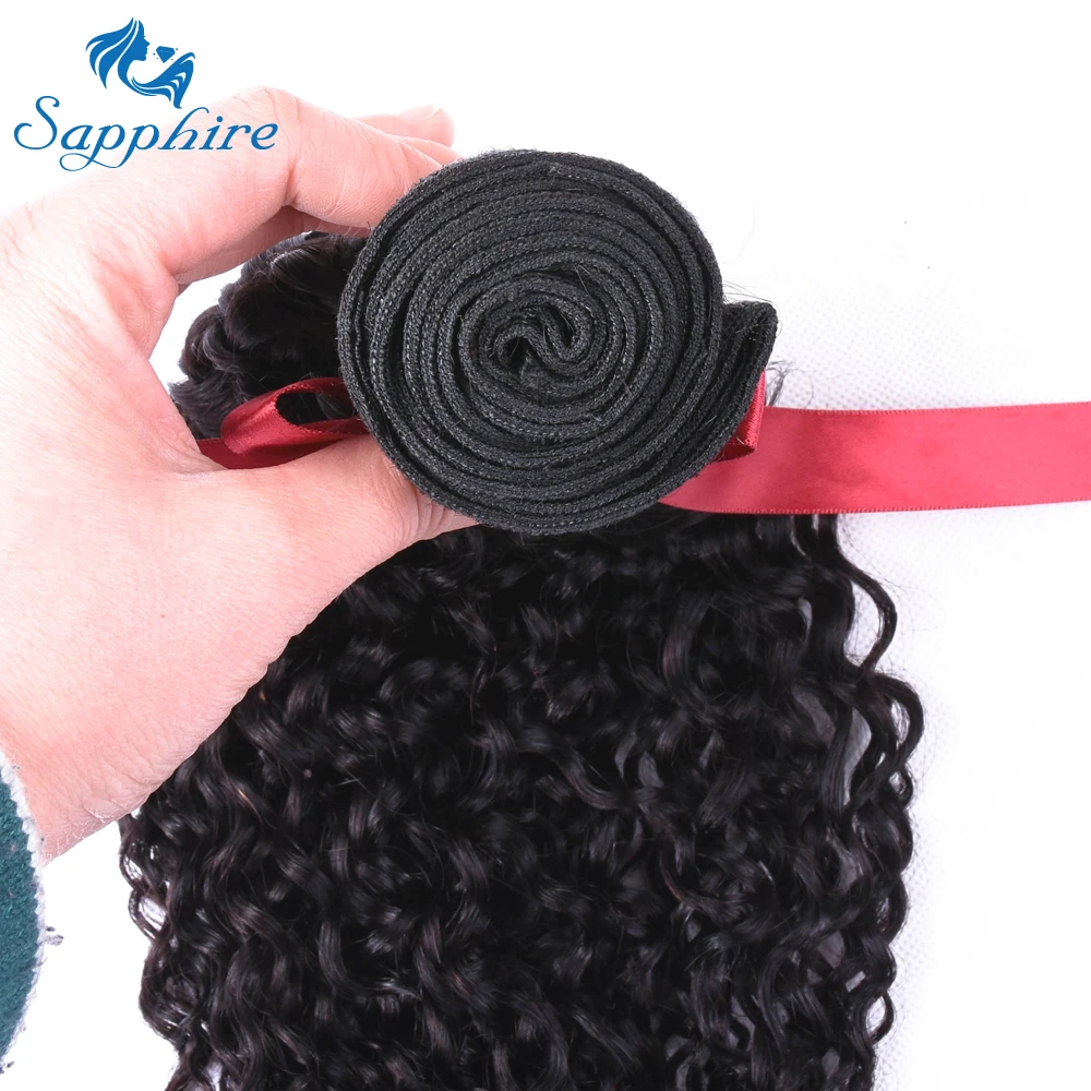 Sapphire Hair Malaysian Kinky Curly Weave Bundles 100% Human Bundle 1PCS Natural Color 8-24 inches Remy Extension | Шиньоны и парики