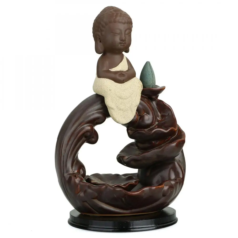 

Zen Home Decor Incense Burner Backflow Buddha Incense Holder Buddhist Meditation Craft Home Fragrance Ceramic Censer Waterfall