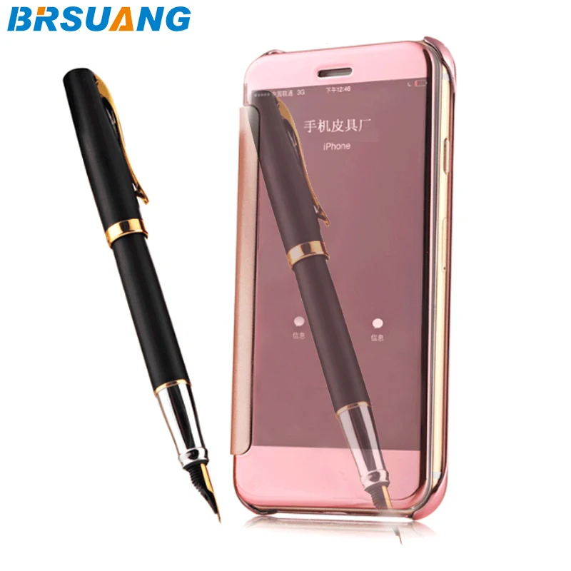 200 шт./лот зеркальные Чехлы прозрачное окошко для просмотра флип кейс чехол iPhone 7