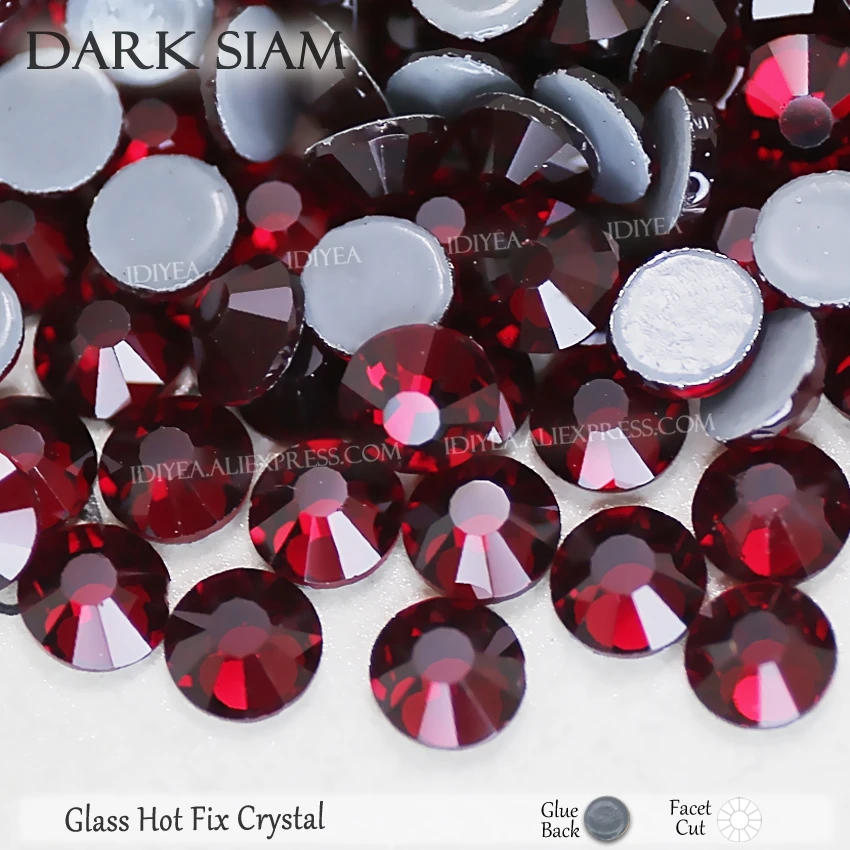 Dark Siam Высокое качество Горячая фиксация Стразы SS6 SS10 SS16 SS20 SS30 Стразы плоская задняя часть исправление камней Кристаллы Блестки для DIY одежды платье - Цвет: Dark Siam