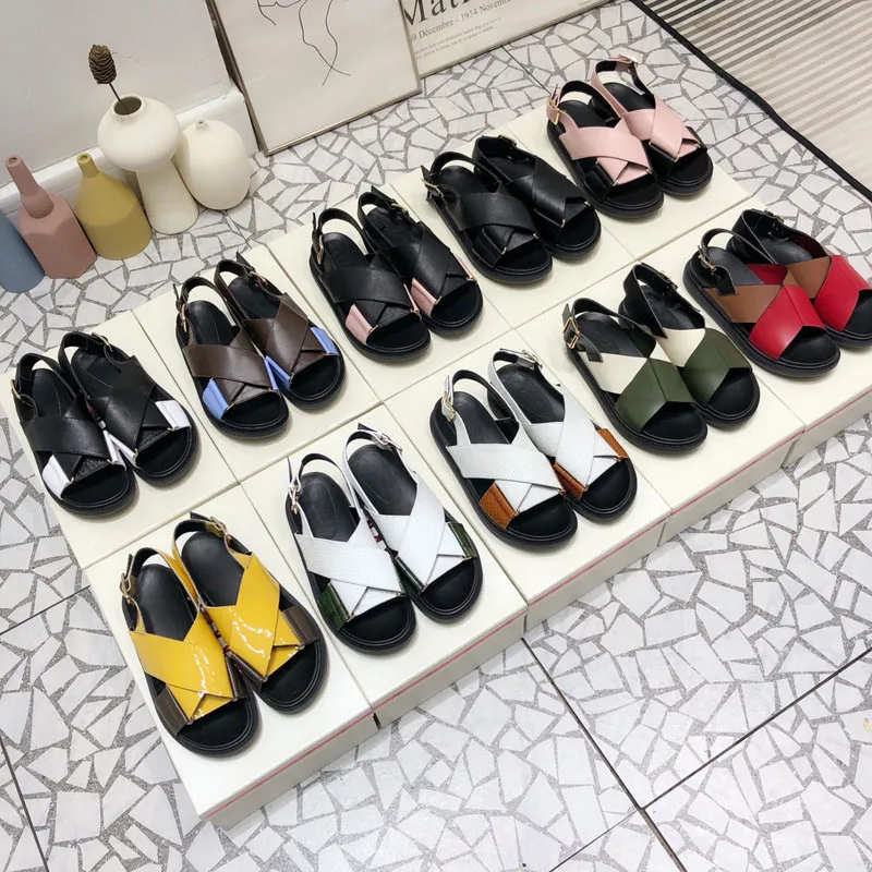 'Fussbett' летние женские сандалии на платформе босоножки с пряжкой из кожи Zapatos De