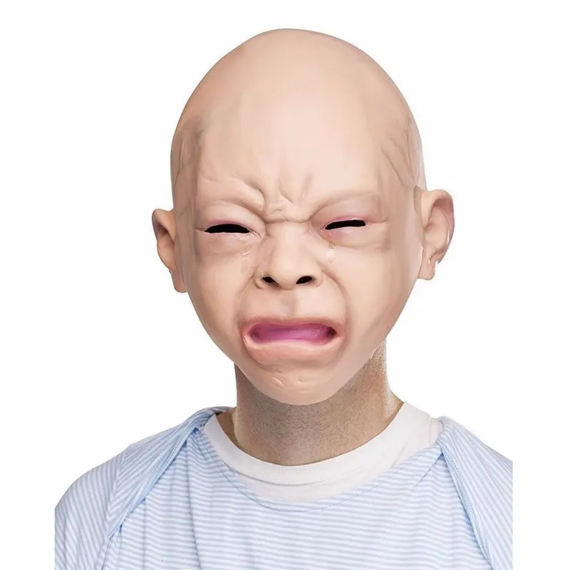 Novelty Latex Rubber Creepy Cry Baby Face Head Mask Halloween Party Costume Decorations
