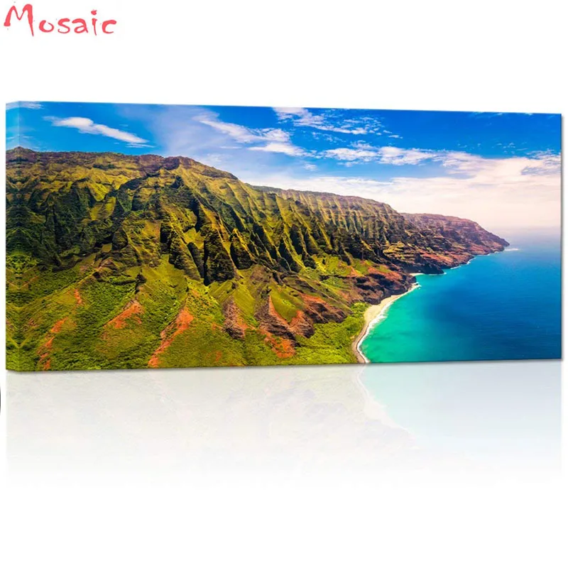 

Алмазная 5D Вышивка «сделай сам», картина с изображением острова Гавайского ландшафта, вышивка крестиком, мозаика с квадратными стразами, ук...