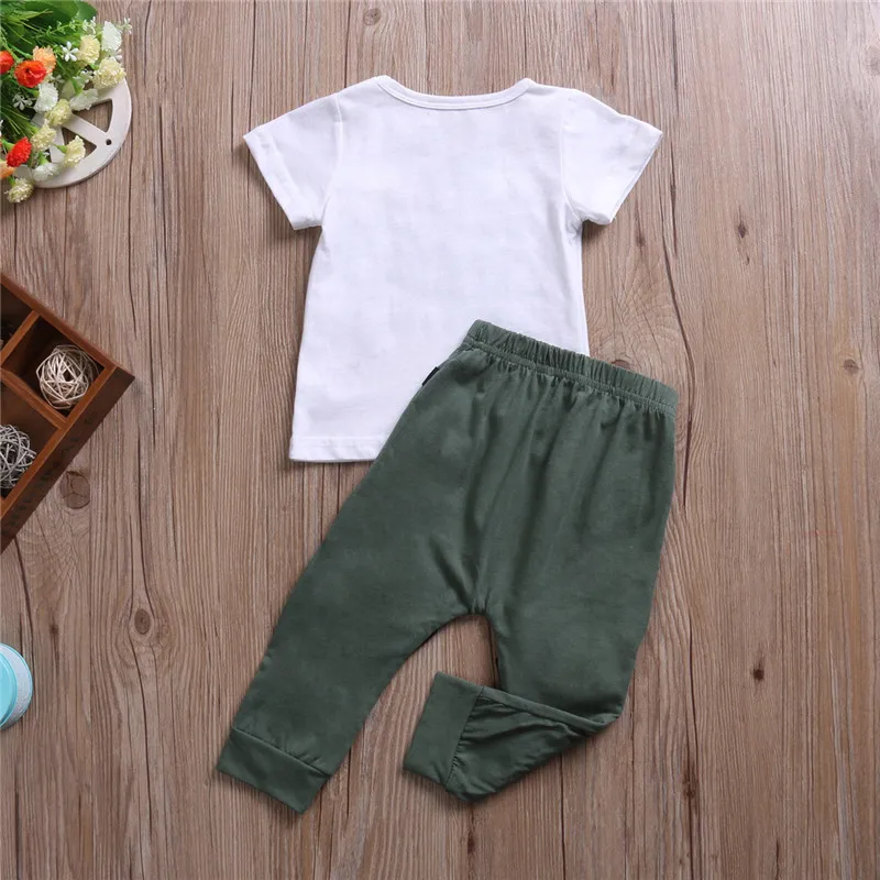 2017 New Summer Cute Toddler Kid Baby Boys Wild Child Short Sleeve White T-shirt Long Harem Pants Outfits Clothes Set | Детская одежда