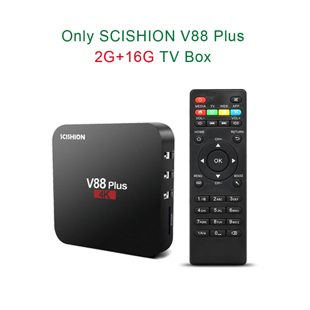 Only TV Box SCISHION V88 плюс Android tv Box 8,1 RK3229 Четырехъядерный 4K VP9 H.265 HDR10 2 ГБ/16 ГБ Miracast DLNA WiFi LAN HD Смарт медиаплеер - Цвет: Only TV Box