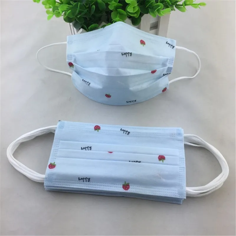 9 10PCS Anti-dust Windproof Disposable Mouth Mask Cute Cartoon Non-woven 3 Layers Anti Haze Adult Printed Masks - Цвет: 9