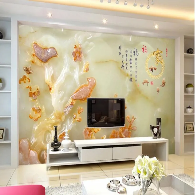 

beibehang Large Custom Wallpapers HD Jade Carnival Home and Wanxiang Xing Mural TV Living Room Background Home Decoration
