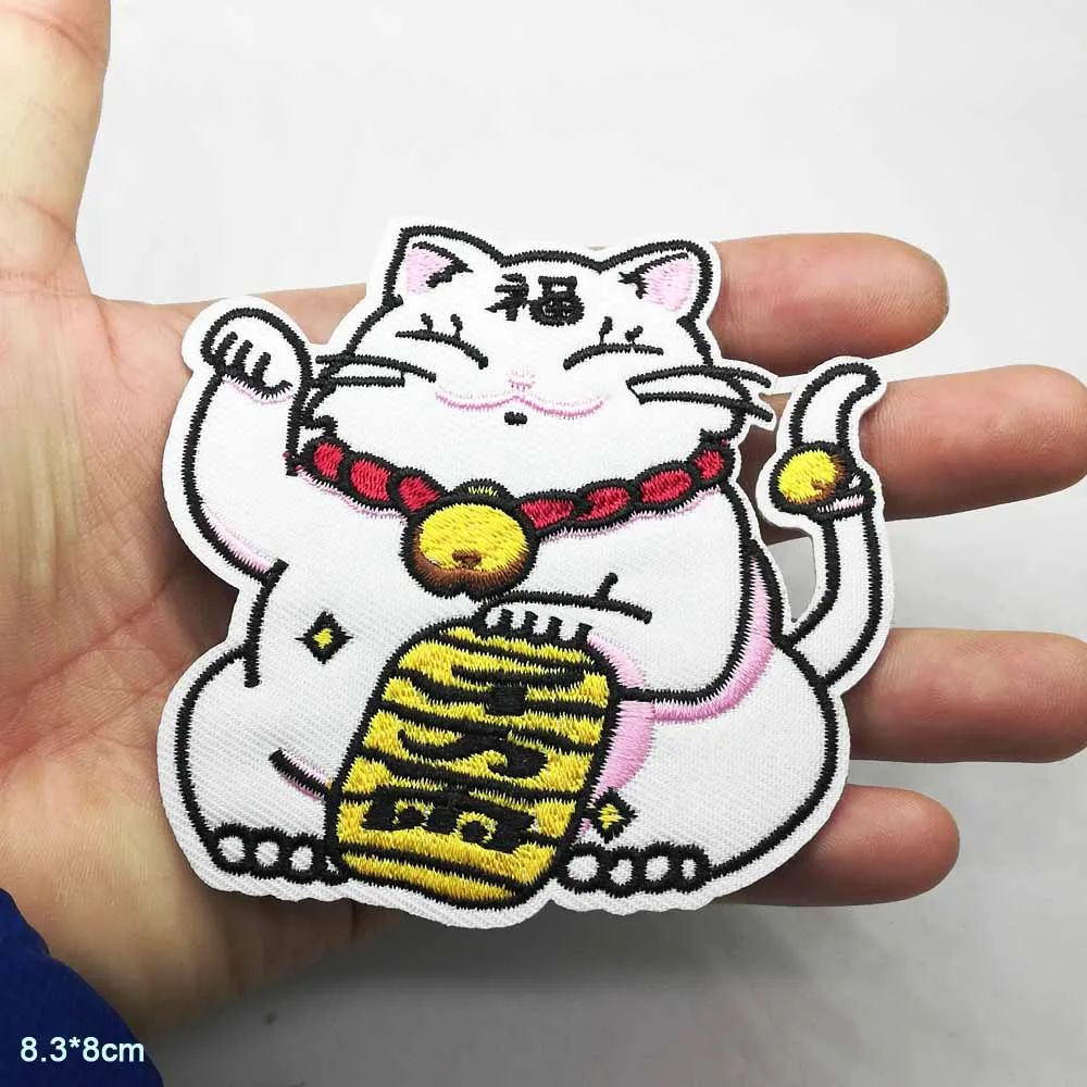 Нашивка на одежду с вышивкой Lucky Luck Cat Cartoon Iron On | Дом и сад
