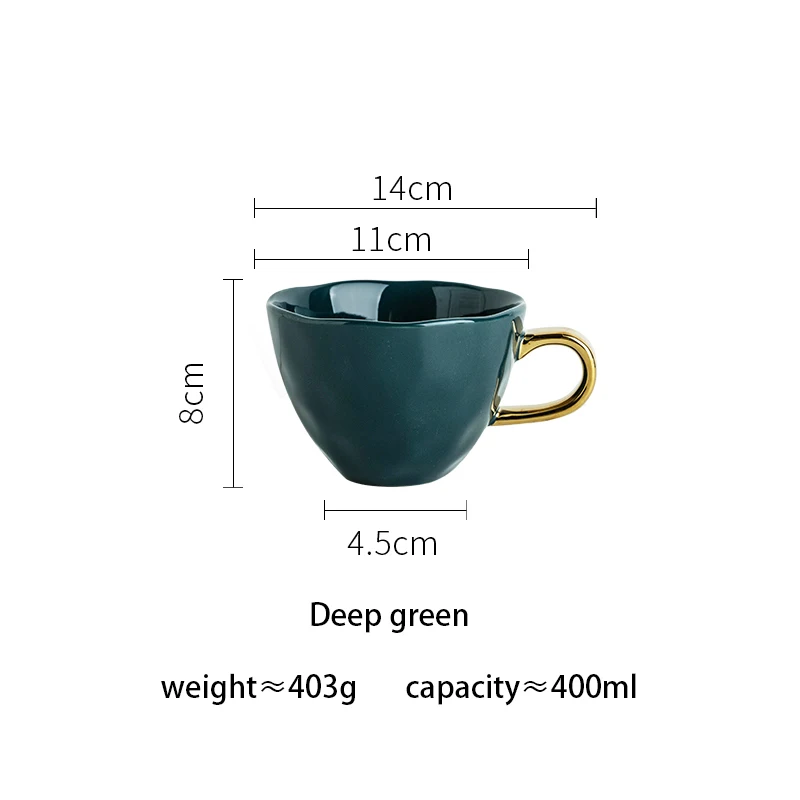 MDZF SWEETHOME Marble Ceramic Mug Gold Rim Coffee Milk Cup for Office and Home Perfect Gift for Family and Friend - Цвет: deep green