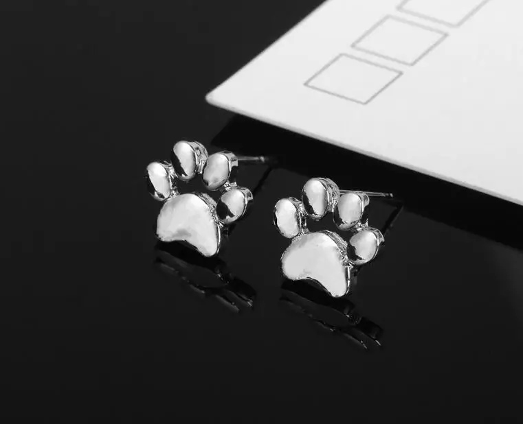 Серьги-пусеты для женщин 1 пара с изображением животных собак кошек следов