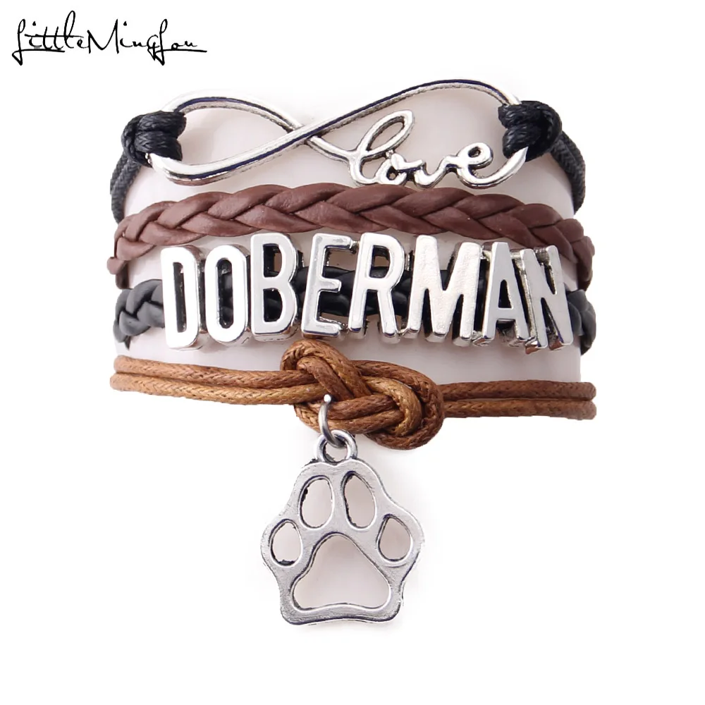 Little Minglou Бесконечная любовь браслет с надписью doberman pet dog амулет лапа кожа обернуть мужские браслеты и браслеты для женщин ювелирные изделия - Окраска металла: 2387c