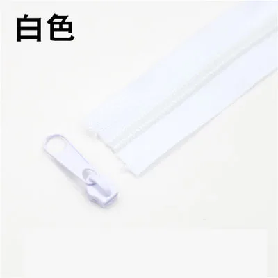 white 5 м 5# нейлоновые катушки молнии для DIY Швейные сумки обувь, одежда аксессуары 24 цвета доступны - Цвет: white