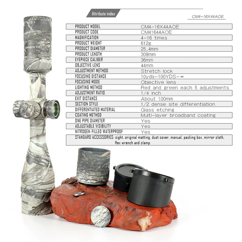 Hot new T-Eagle CM4-16x44AOE Tactical RiflesScope AirRifle sniper Optics Rifle Scopes sight camouflage HD R/G Hunting Scopes