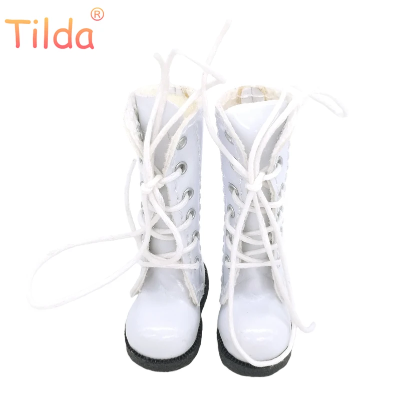 glossy leather white Тильда 3,2 см Кукла Сапоги для Blythe Кукла игрушка, 1/8 Мини кожаные куклы обувь для Blyth Azone BJD, Повседневная кукольная обувь аксессуары - Цвет: glossy leather white