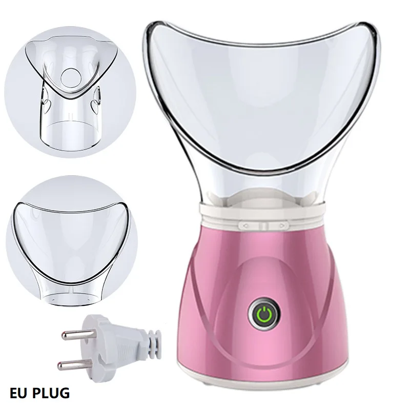 Pink EU Plug Отпариватель для лица Глубокая чистка лица Очиститель красоты лица паром устройства машина лица тепловой опрыскиватель инструмент для ухода за кожей распылитель - Цвет: Pink EU Plug