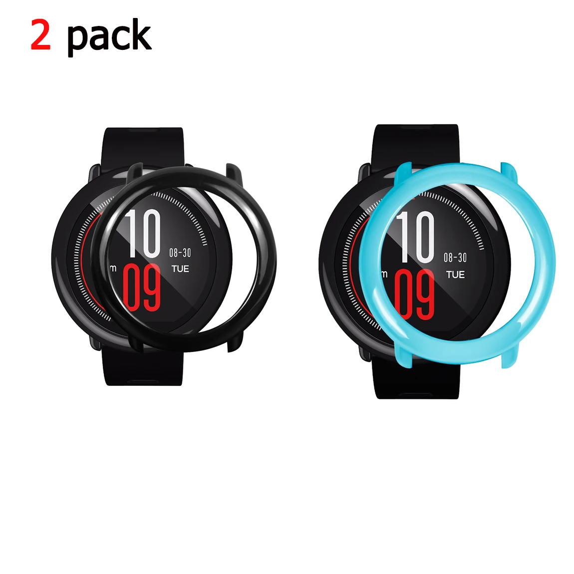 Тонкий защитный чехол для часов, чехол для Xiaomi Huami Amazfit Pace, сменный протектор для часов чехол s, 2 шт. в упаковке - Цвет: black blue