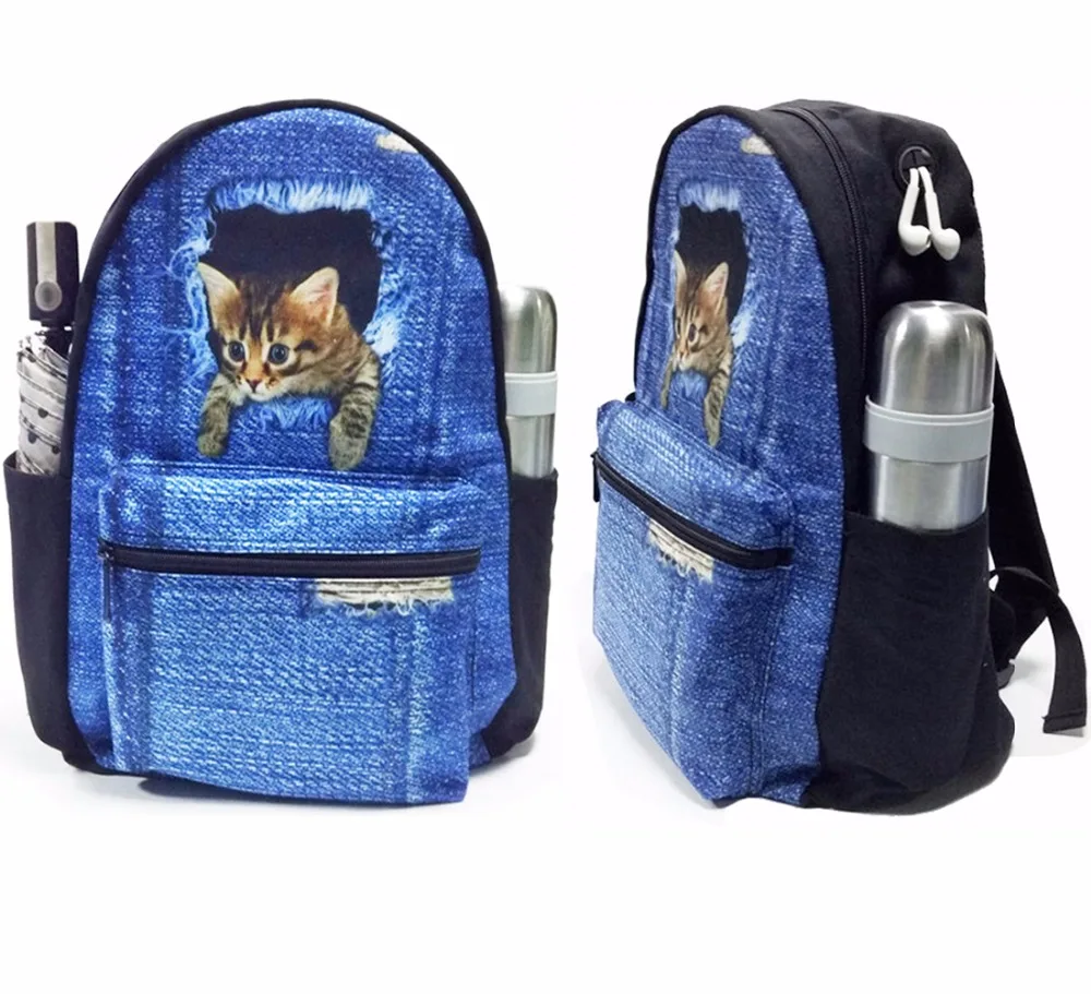 

FORUDESIGNS Galaxy Cat Printed Girl Schoolbag Teenager Casual Daily Bag Kid Female School Bags Canvas Bookbag with Mesh Pocket