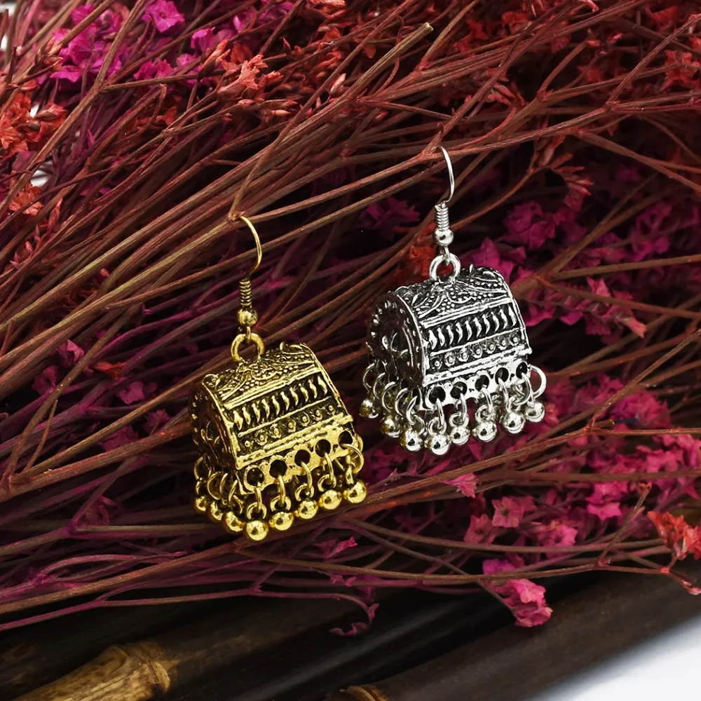 Тайские этнические уникальные индийские серьги Jhumka, золотые Винтажные бусины в стиле бохо, ювелирные изделия для женщин, хиппи, турецкий стиль, серебряные ювелирные изделия