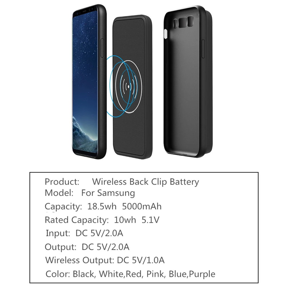 KQJYS 5000 мАч запасной внешний аккумулятор чехол с зажимом для samsung Galaxy S10 Plus S10+ беспроводной магнитный чехол для зарядного устройства