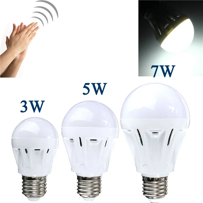 E27 Лампа Датчик Движения Светодиодные Лампы Звук + Свет Управления Авто Смарт