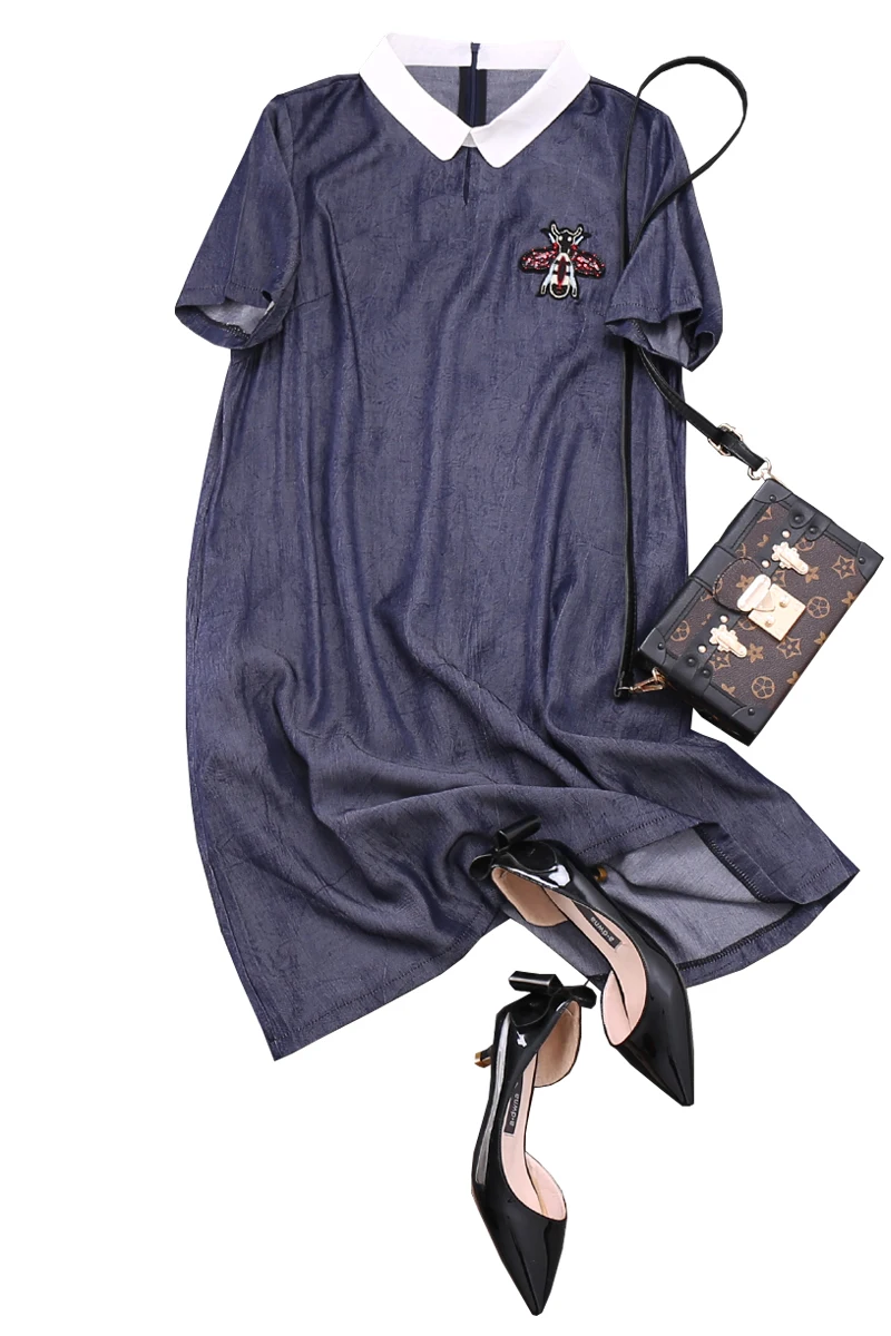 Женское Платье До Колена однотонное весеннее платье А-силуэта с коротким рукавом