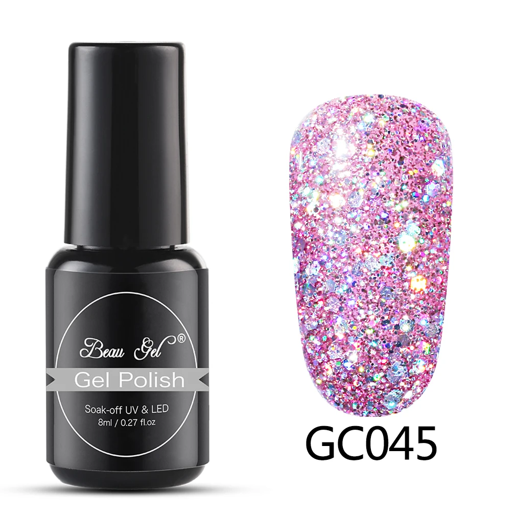 GC045 Beau гель 8 мл Bling Блестящий Гель-лак для ногтей замачиваемый УФ светодиодный блестящий гель с блестками маникюрный лак Полупостоянный Алмазный Гель-лак - Цвет: GC045