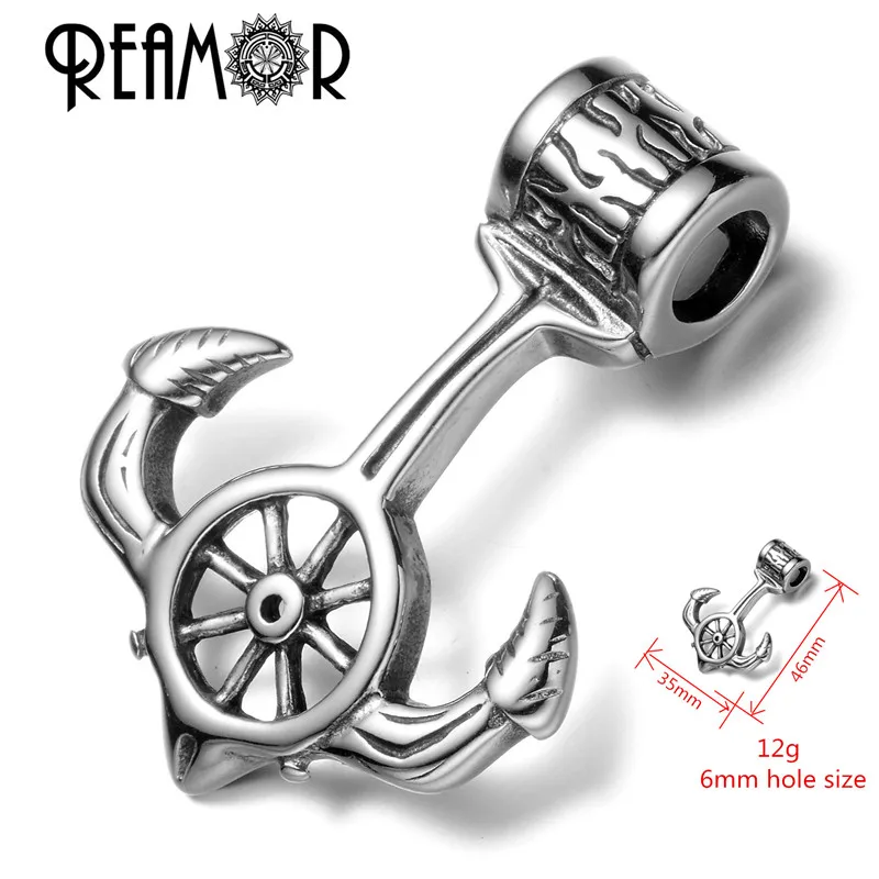 REAMOR 316L якорь из нержавеющей стали с рулем и череп, украшенный стразами подходит для браслета шармы-соединители и Ожерелье Подвеска для изготовления ожерелья - Цвет: LJ009 1
