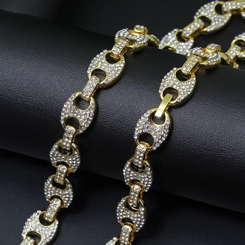 12 мм мужское ожерелье из горного хрусталя цепочка в стиле хип хоп 18 дюймов 20 24