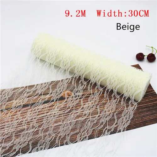 1pcs 10y beige 30cm10Y Кружева Тюль Цветочный сверток сетки стол центральный Свадебный день рождения стол центральный бегун DIY пачка юбка стул створки - Цвет: 1pcs 10y beige