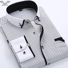VISADA JAUNA 2018 мужские рубашки с принтом, Повседневная брендовая одежда, облегающие хлопковые деловые мужские рубашки с длинным рукавом размера плюс S-4XL N454