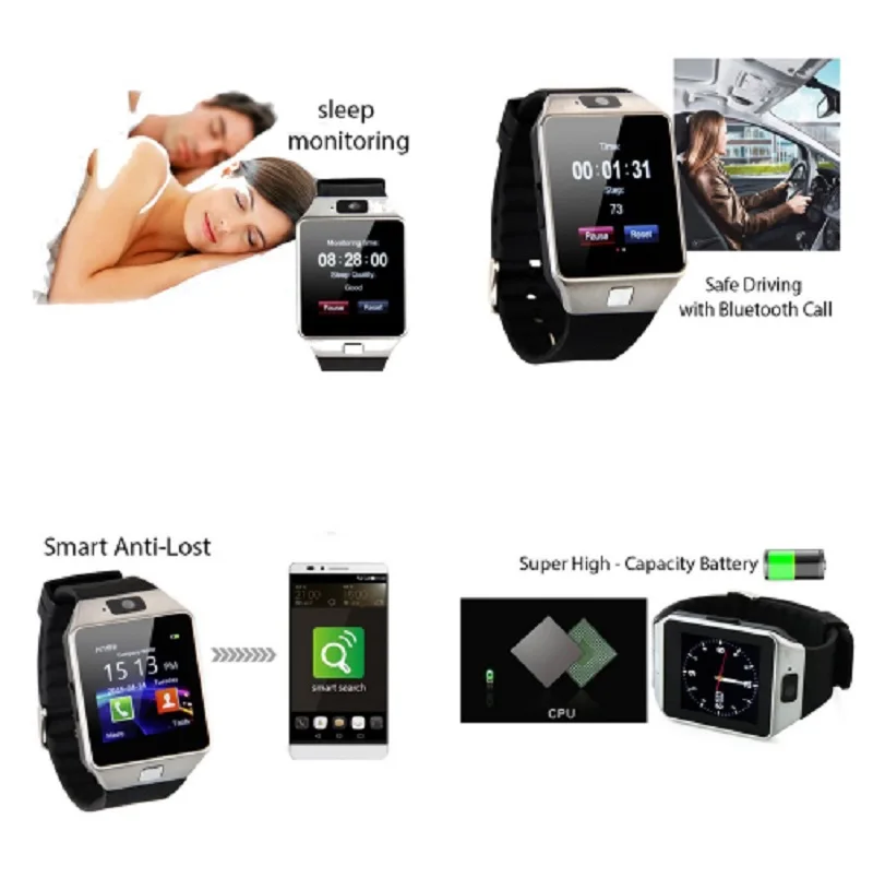 Ludsol Bluetooth Smart часы dz09 SmartWatch с батареей Поддержка sim карты Смарт Водонепроницаемый