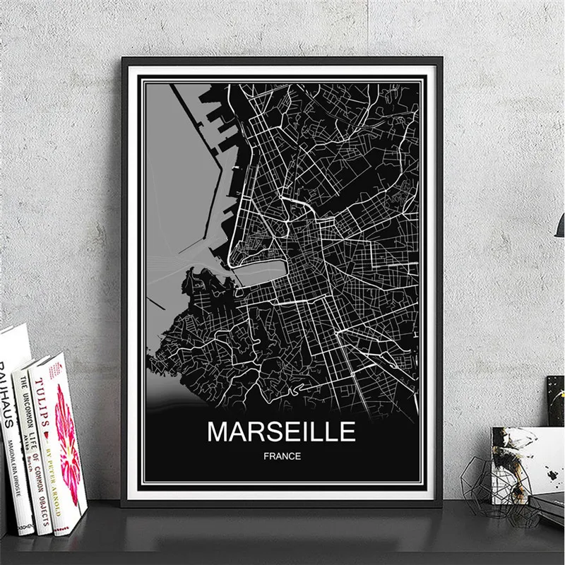MARSEILLE Индивидуальные карта мира Ливерпуль современный город плакат абстрактный принт холст с покрытием бумага картина маслом гостиная кафе бар Декор - Цвет: MARSEILLE