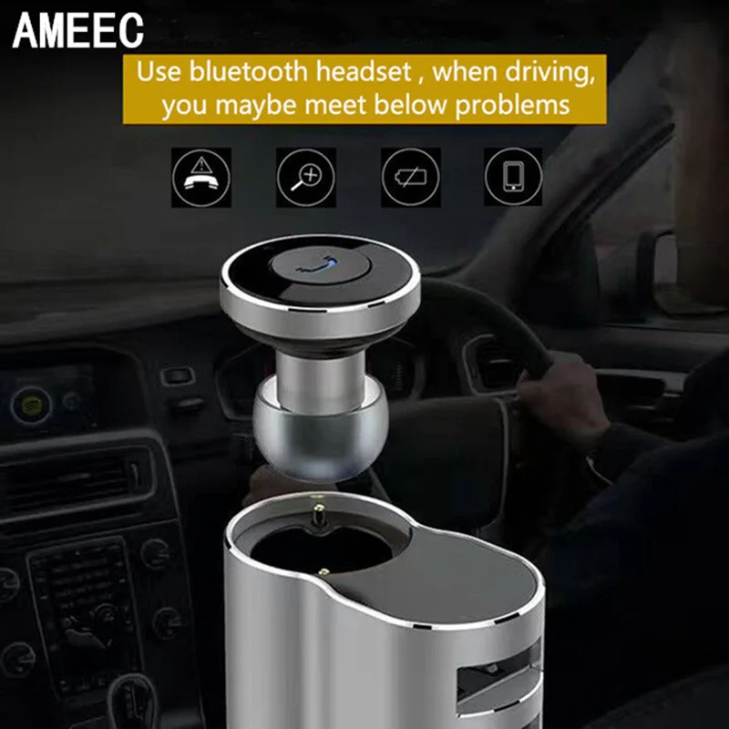 Ameec Беспроводной Bluetooth гарнитура наушники 2 USB Порты автомобиля Зарядное