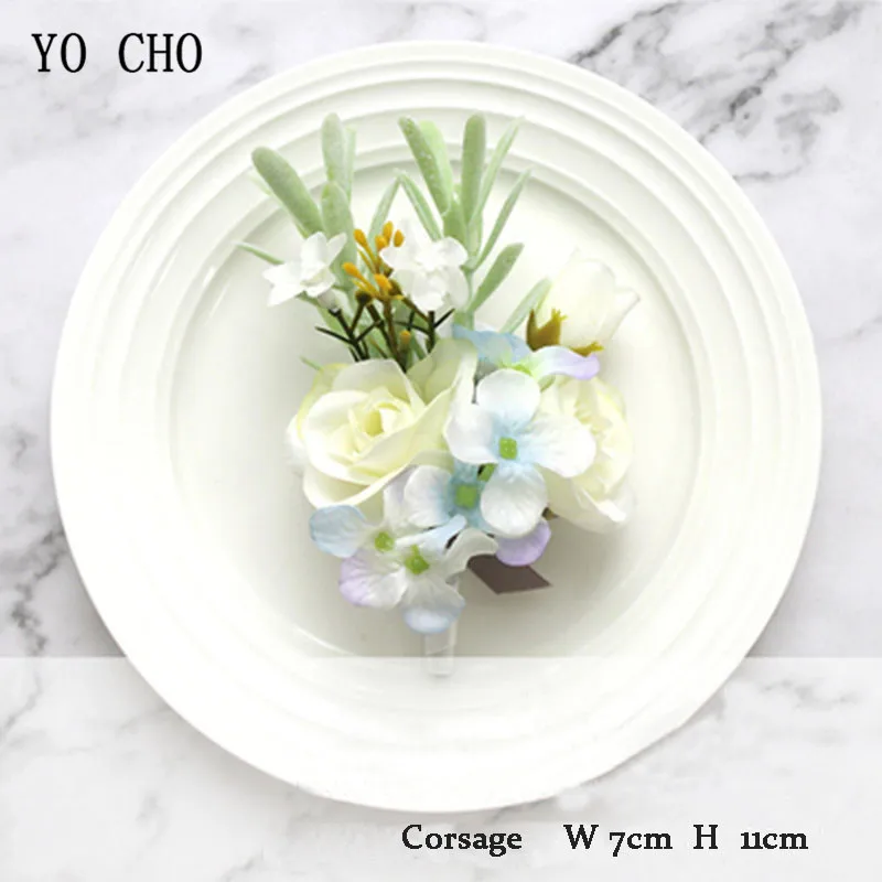 Букет невесты Мода Высокое качество голубой корсаж браслет бутоньерка Mariage белая