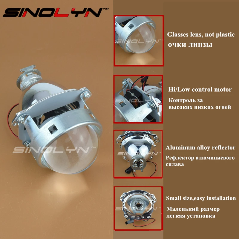 Линзы для фар Sinolyn для peugeot 307 408 308 HID проектор Биксеноновые линзы 3,0 ''аксессуары модифицированный стиль использования H1 Ксеноновые лампы