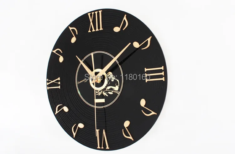 Виниловые пластинки уолл-музыкальный ноты настенные часы Творческий мода