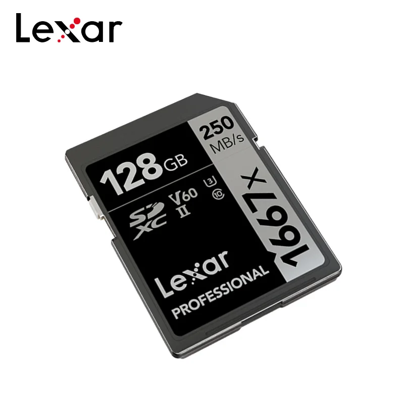 Original Lexar 1667x SD Card 128GB 64GB U3 UHS-II High Speed 250MB/S Class 10 V60 256GB Flash Memory Card For 3D 4K HD Video